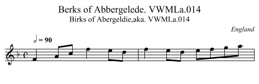 Berks of Abbergelede. VWMLa.014 - staff notation