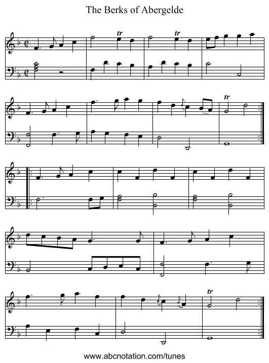Berks of Abergelde, The - staff notation
