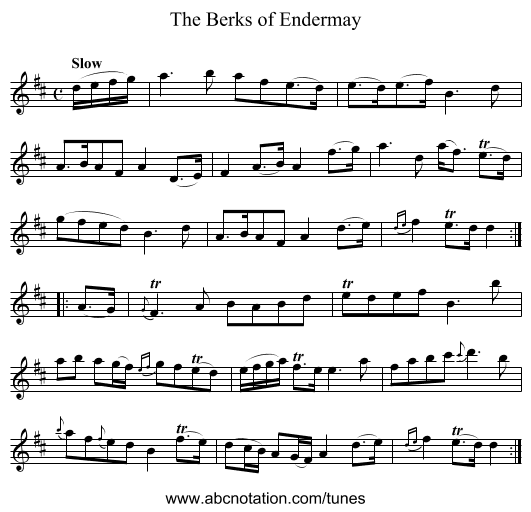 Berks of Endermay, The - staff notation