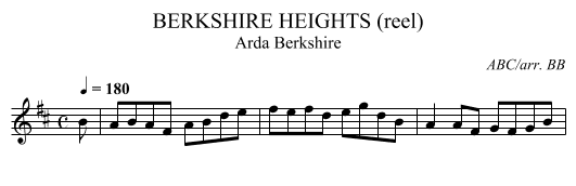 BERKSHIRE HEIGHTS (reel) - staff notation