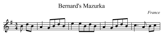 Bernard's Mazurka - staff notation