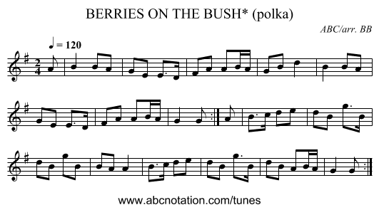 BERRIES ON THE BUSH* (polka) - staff notation