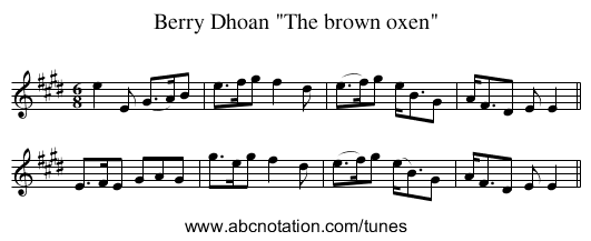 Berry Dhoan The brown oxen - staff notation