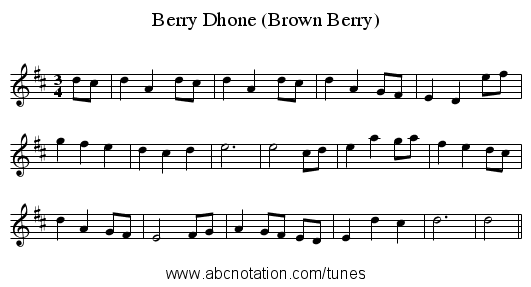 Berry Dhone (Brown Berry) - staff notation