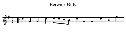Berwick Billy - staff notation