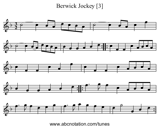 Berwick Jockey [3] - staff notation