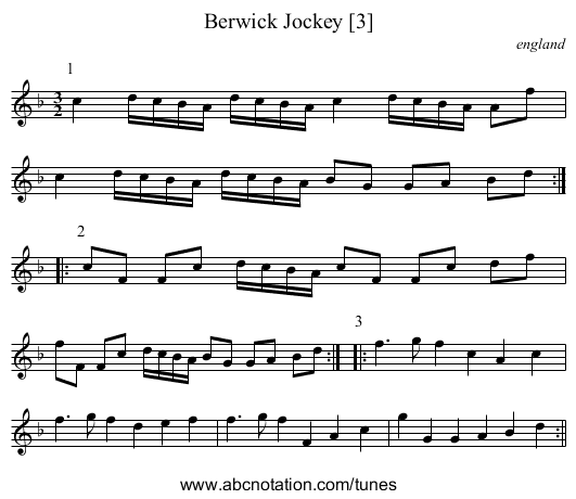 Berwick Jockey [3] - staff notation