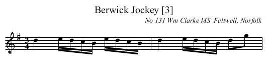 Berwick Jockey [3] - staff notation