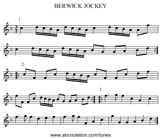 BERWICK JOCKEY - staff notation