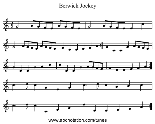 Berwick Jockey - staff notation