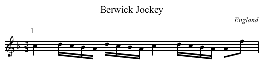 Berwick Jockey - staff notation