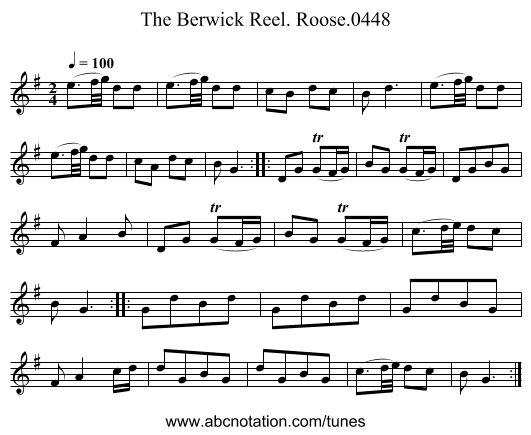 Berwick Reel. Roose.0448, The - staff notation