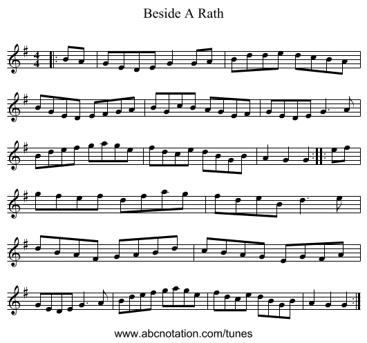 Beside A Rath - staff notation