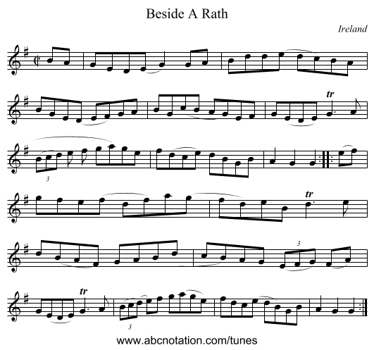 Beside A Rath - staff notation