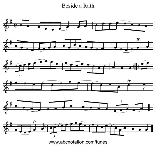 Beside a Rath - staff notation