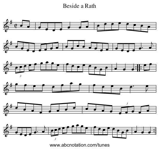 Beside a Rath - staff notation