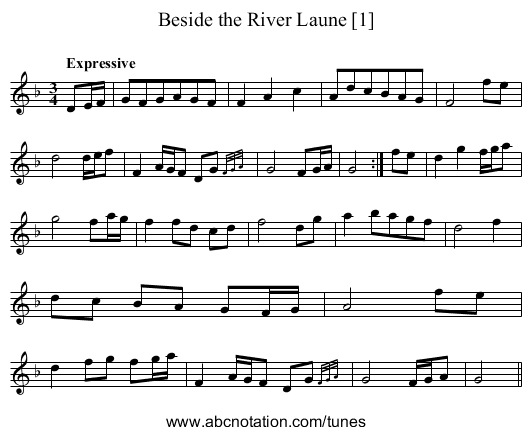 Beside the River Laune [1] - staff notation