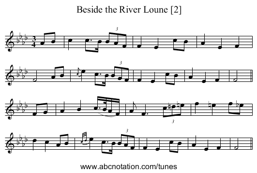 Beside the River Loune [2] - staff notation