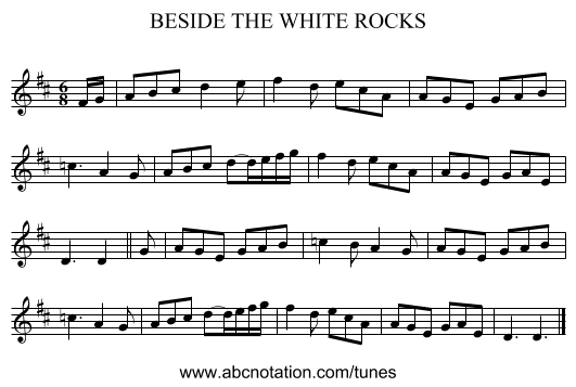 BESIDE THE WHITE ROCKS - staff notation