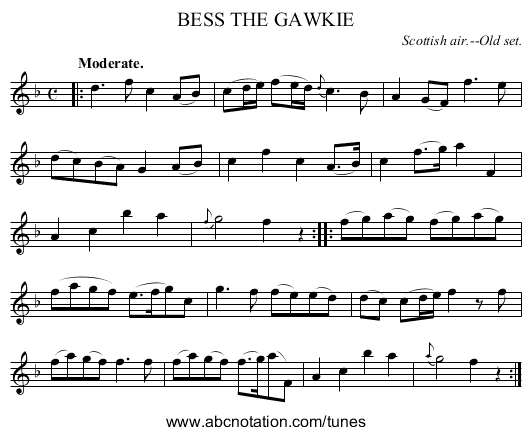 BESS THE GAWKIE - staff notation