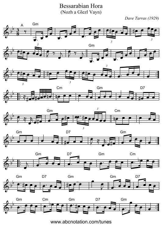 Bessarabian Hora - staff notation