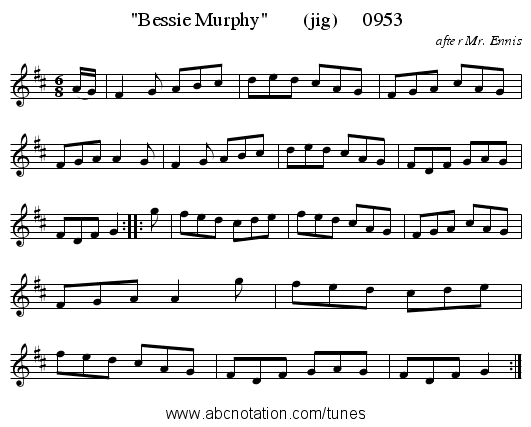 Bessie Murphy (jig) 0953 - staff notation