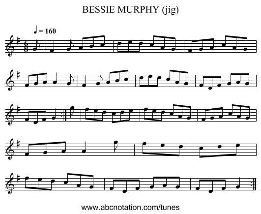 BESSIE MURPHY (jig) - staff notation