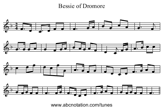 Bessie of Dromore - staff notation