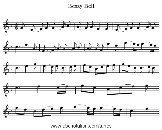Bessy Bell - staff notation