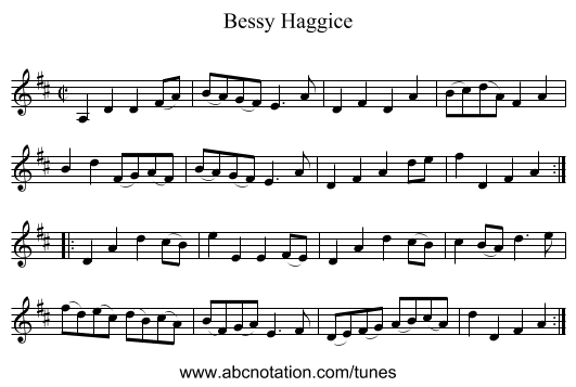 Bessy Haggice - staff notation