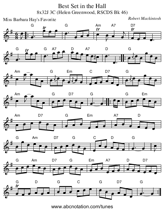 Best Set in the Hall - staff notation