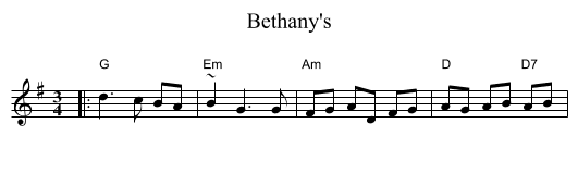 Bethany's - staff notation