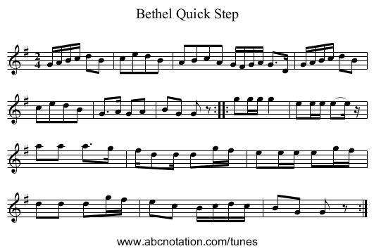 Bethel Quick Step - staff notation