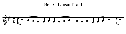 Beti O Lansanffraid - staff notation