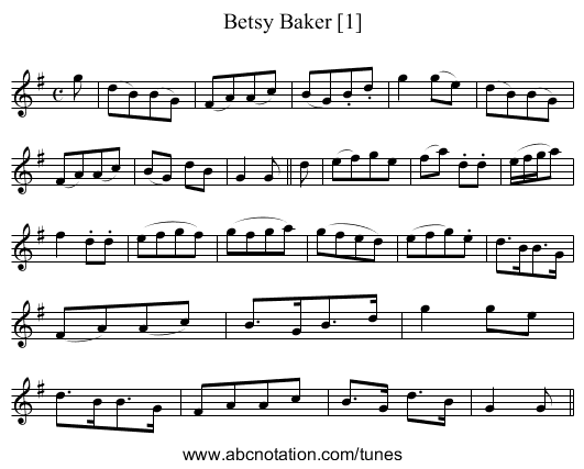 Betsy Baker [1] - staff notation
