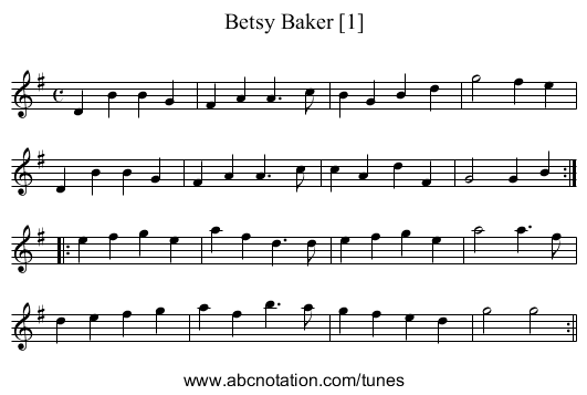 Betsy Baker [1] - staff notation