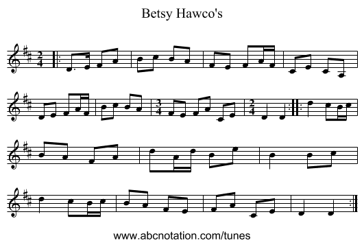 Betsy Hawco's - staff notation