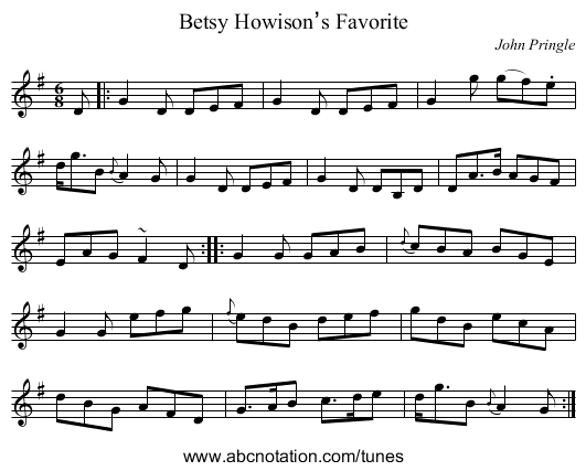 Betsy Howison’s Favorite - staff notation
