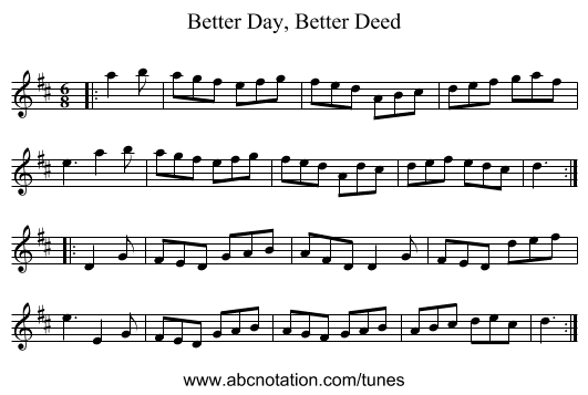 Better Day, Better Deed - staff notation