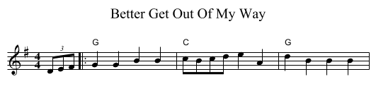 Better Get Out Of My Way - staff notation