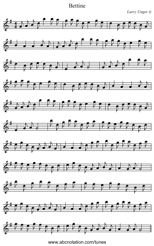 Bettine - staff notation