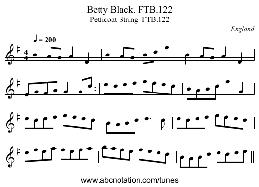 Betty Black. FTB.122 - staff notation