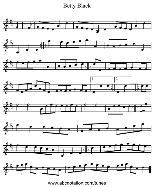 Betty Black - staff notation