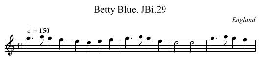 Betty Blue. JBi.29 - staff notation
