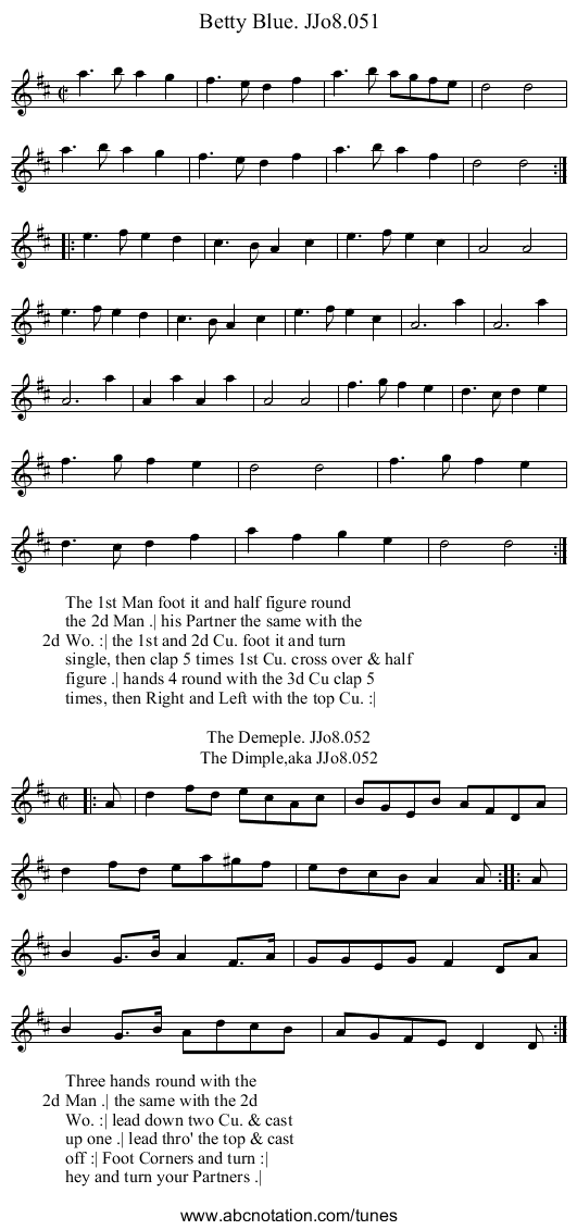 Betty Blue. JJo8.051 - staff notation