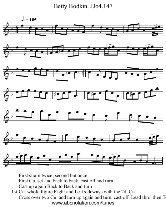 Betty Bodkin. JJo4.147 - staff notation