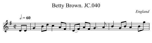 Betty Brown. JC.040 - staff notation