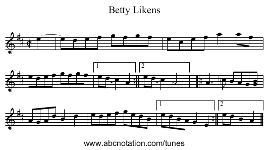 Betty Likens - staff notation