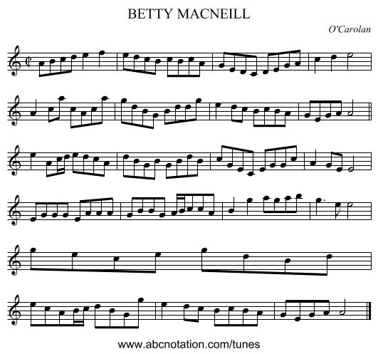 BETTY MACNEILL - staff notation