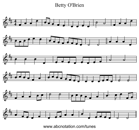 Betty O'Brien - staff notation